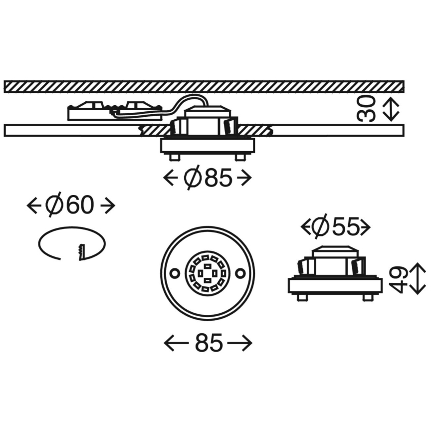 Briloner 7214-012 - LED Kylpyhuoneen upotettava valo ATTACH LED/5W/230V IP44