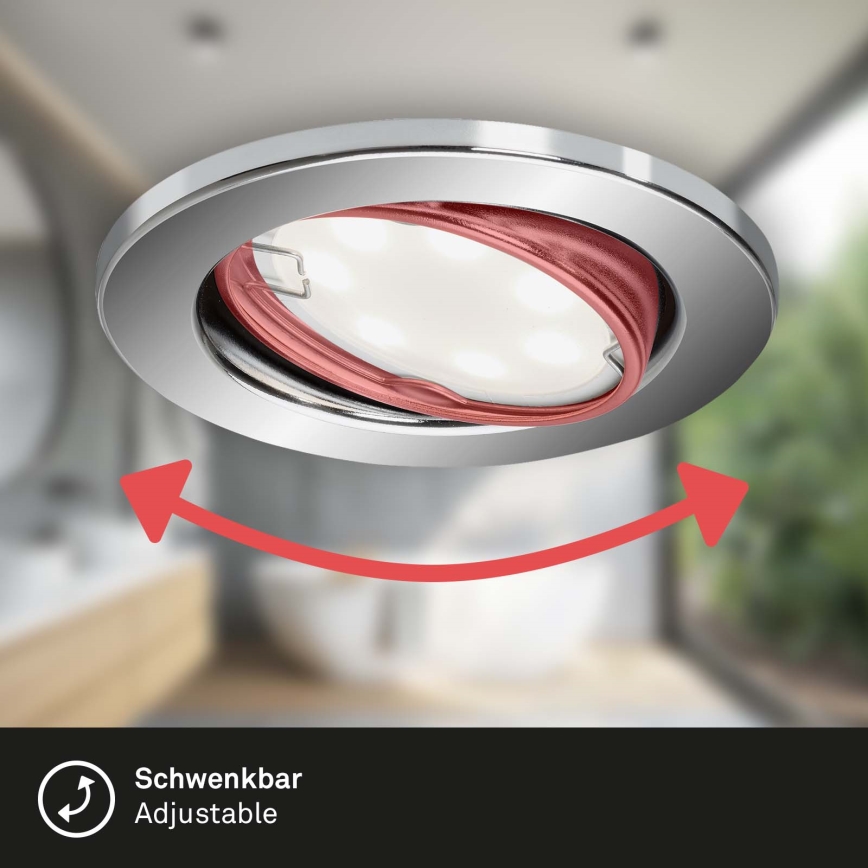 Briloner 7221-038 - SETTI 3x LED-kattovalaisin kylpyhuoneeseen 1xGU10/3W/230V IP23 kiiltävä kromi