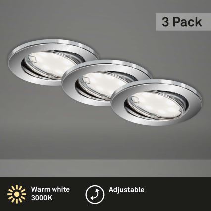 Briloner 7221-038 - SETTI 3x LED-kattovalaisin kylpyhuoneeseen 1xGU10/3W/230V IP23 kiiltävä kromi
