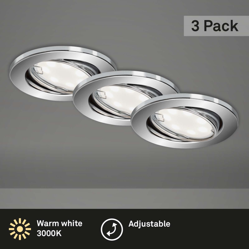 Briloner 7221-038 - SETTI 3x LED-kattovalaisin kylpyhuoneeseen 1xGU10/3W/230V IP23 kiiltävä kromi