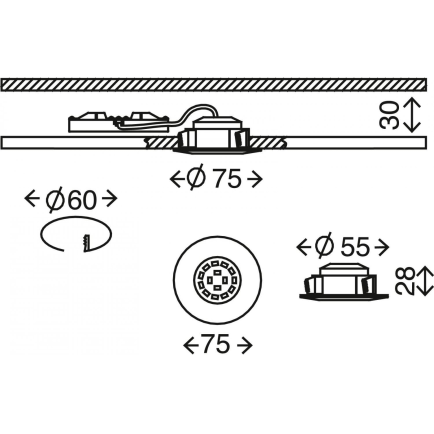 Briloner 7231-019 - LED Himmennettävä upotettu kylpyhuonevalaisin LED/5,5W/230V IP44