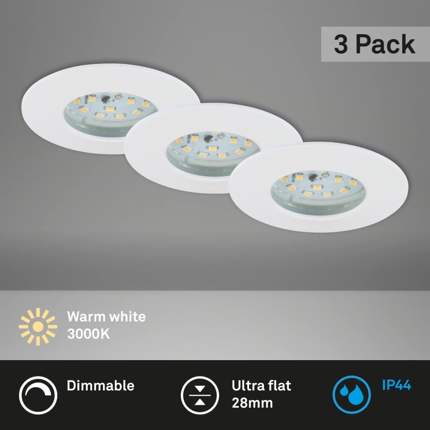 Briloner 7231-036 - SETTI 3x LED Himmennettävä upotettu kylpyhuonevalaisin LED/5,5W/230V IP44