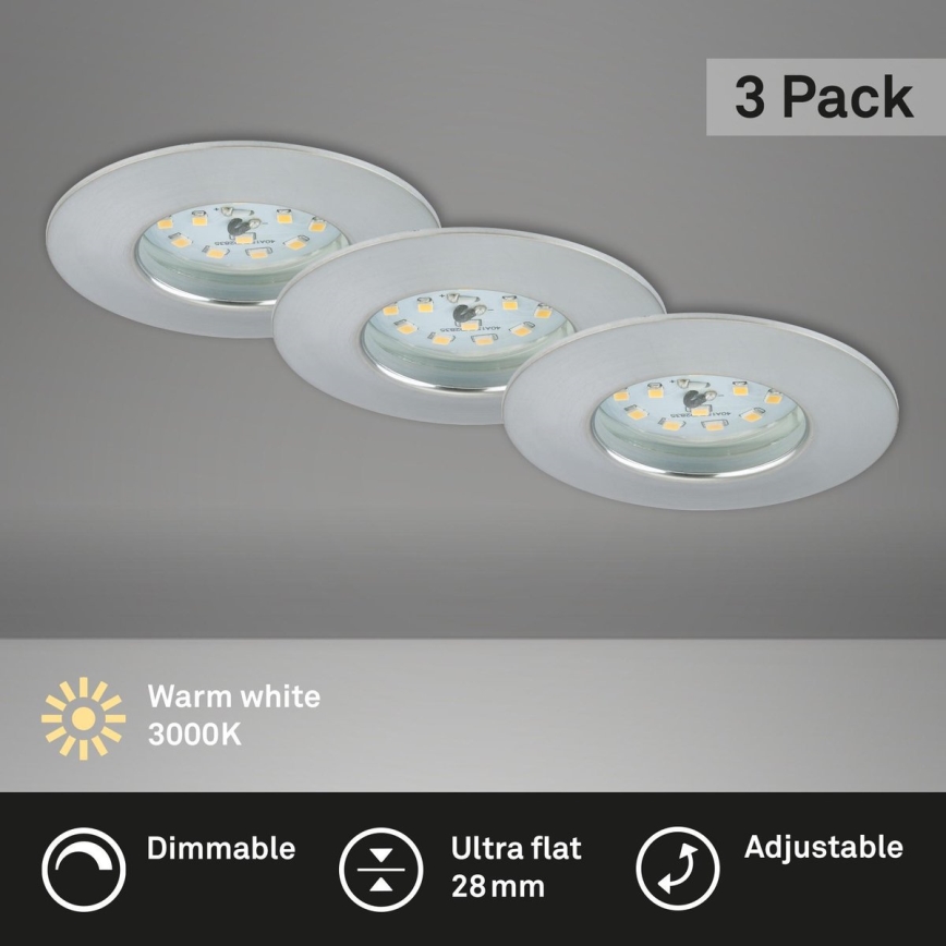 Briloner 7231-039 - SETTI 3x himmennettävät LED-kylpyhuoneen alasvalaisimet LED/5,5W/230V IP44 mattakromi