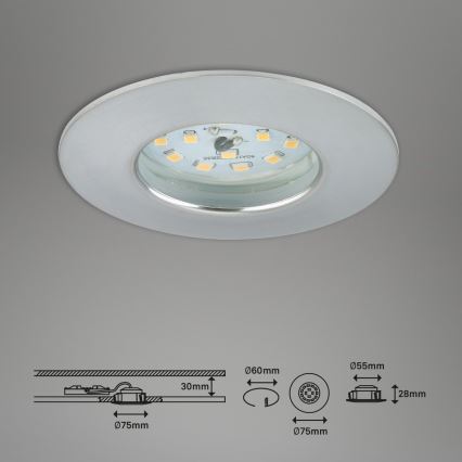 Briloner 7231-039 - SETTI 3x himmennettävät LED-kylpyhuoneen alasvalaisimet LED/5,5W/230V IP44 mattakromi