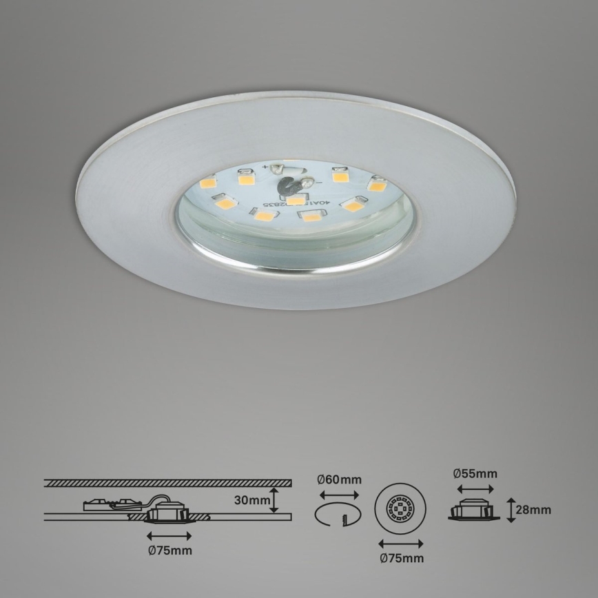 Briloner 7231-039 - SETTI 3x himmennettävät LED-kylpyhuoneen alasvalaisimet LED/5,5W/230V IP44 mattakromi