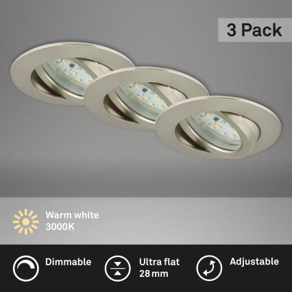 Briloner 7232-032 - SETTI 3 kpl himmennettäviä LED-alasvalaisimia kylpyhuoneeseen ATTACH LED/5,5W/230V IP23
