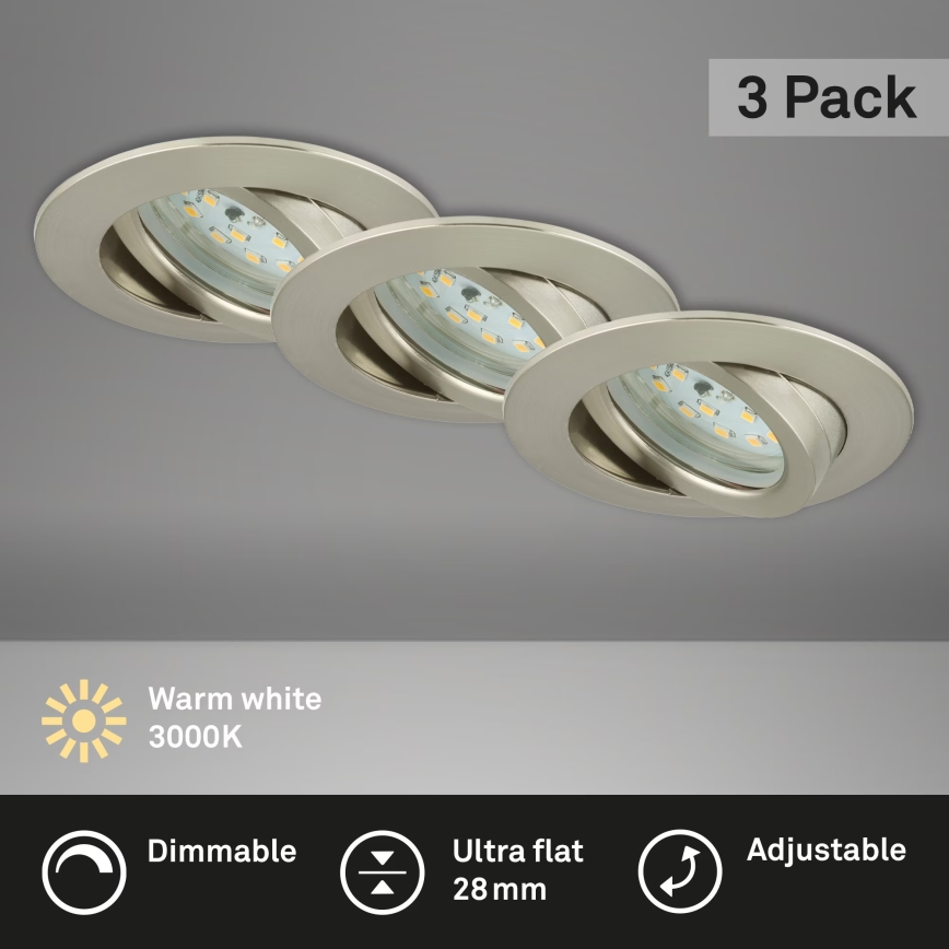 Briloner 7232-032 - SETTI 3 kpl himmennettäviä LED-alasvalaisimia kylpyhuoneeseen ATTACH LED/5,5W/230V IP23