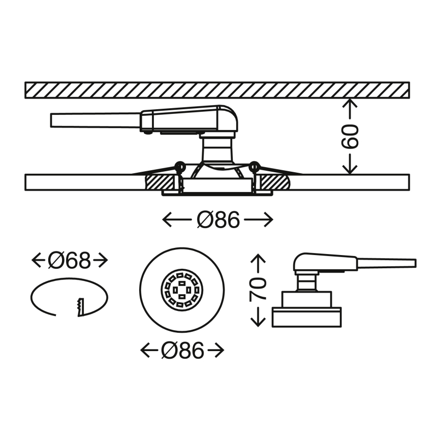 Briloner 7277-039 - SETTI 3x LED Himmennettävä upotettu kylpyhuonevalaisin 1xGU10/5W/230V IP23