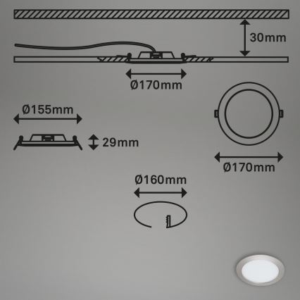 Briloner 7286-012 - LED Kylpyhuoneen upotettava valo LED/12W/230V IP44