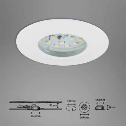 Briloner 7295-016- LED Himmennettävä upotettava kylpyhuonevalaisin ATTACH LED/6,5W/230V IP44