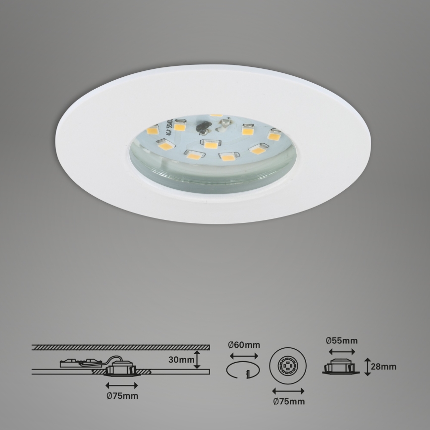 Briloner 7295-016- LED Himmennettävä upotettava kylpyhuonevalaisin ATTACH LED/6,5W/230V IP44