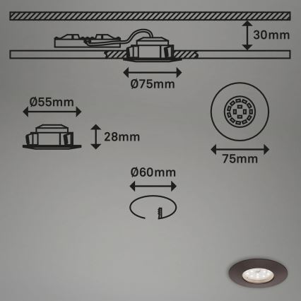 Briloner 7295-031 - SETTI 3x LED Himmennettävä upotettu kylpyhuonevalaisin ATTACH LED/6,5W/230V IP44