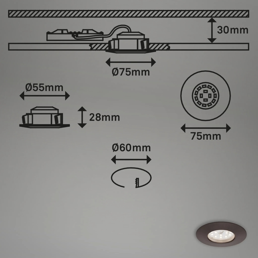 Briloner 7295-031 - SETTI 3x LED Himmennettävä upotettu kylpyhuonevalaisin ATTACH LED/6,5W/230V IP44