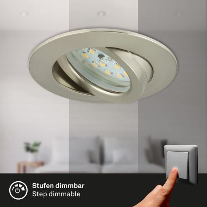 Briloner 7296-012 - LED Himmennettävä upotettu kylpyhuonevalaisin ATTACH LED/6,5W/230V IP23 mattakromi