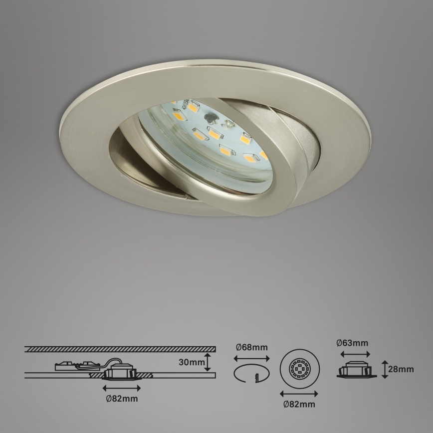 Briloner 7296-012 - LED Himmennettävä upotettu kylpyhuonevalaisin ATTACH LED/6,5W/230V IP23 mattakromi