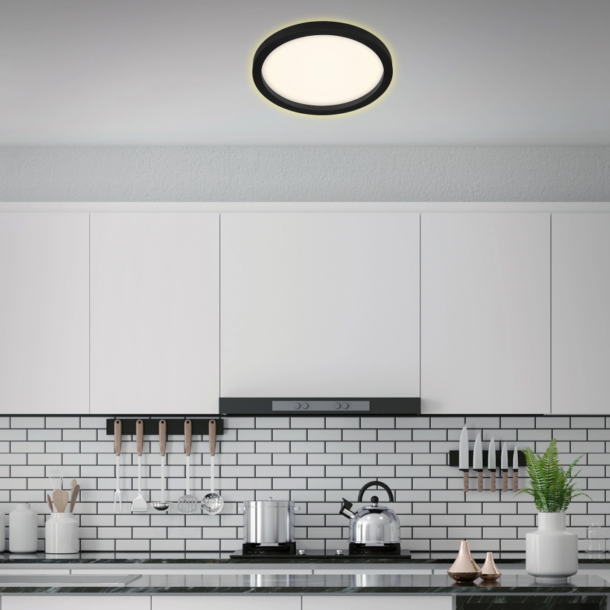 Briloner 7361-015 - LED-kattovalaisin CADRE LED/18W/230V d. 29,7 cm musta
