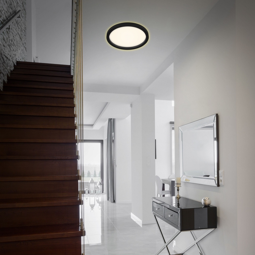 Briloner 7361-015 - LED-kattovalaisin CADRE LED/18W/230V d. 29,7 cm musta
