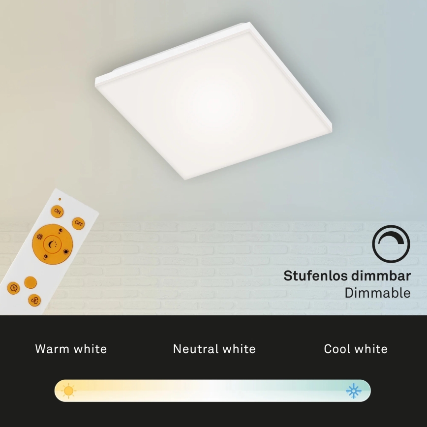 Briloner 7378-016 - Himmennettänä LED-paneeli LED/12W/230V 3000/4000/6500K + kauko-ohjaus
