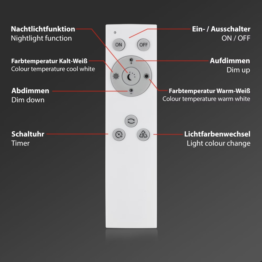 Briloner 7381-116 - Himmennettävä LED-kattovalaisin STARRY SKY LED/24W/230V 3000-6500K + kauko-ohjaus