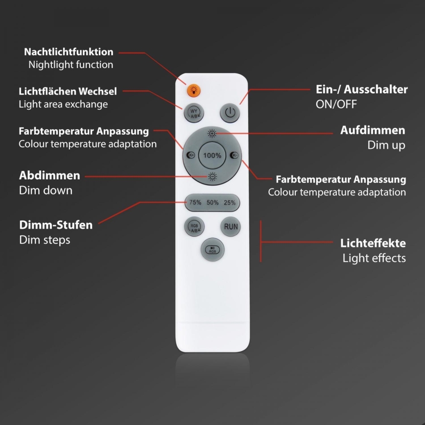 Briloner 7388-016 - RGBW Himmennettävä kattovalaisin LED/24W/230V 3000-6500K + kauko-ohjaus