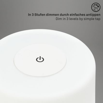 Briloner 7420016 - LED Himmennettävä ladattava kosketus ulko pöytävalaisin LED/4W/5V IP44 3000K valkoinen