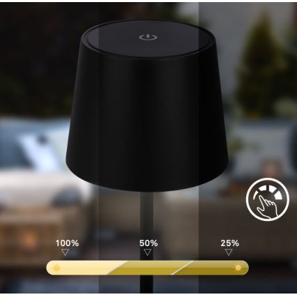 Briloner 7423015 - LED Himmennettävä ladattava ulko pöytävalaisin LED/2,6W/5V IP44 musta