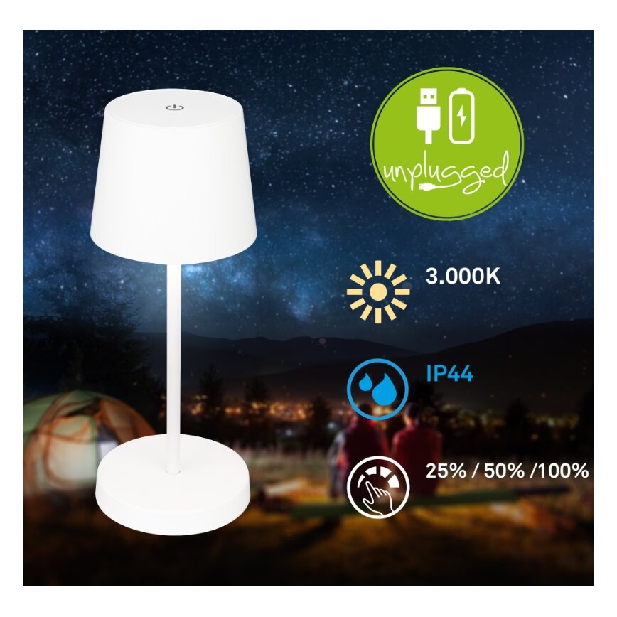 Briloner 7423016 - LED Himmennettävä ladattava ulko pöytävalaisin LED/2,6W/5V IP44 valkoinen