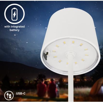 Briloner 7423016 - LED Himmennettävä ladattava ulko pöytävalaisin LED/2,6W/5V IP44 valkoinen