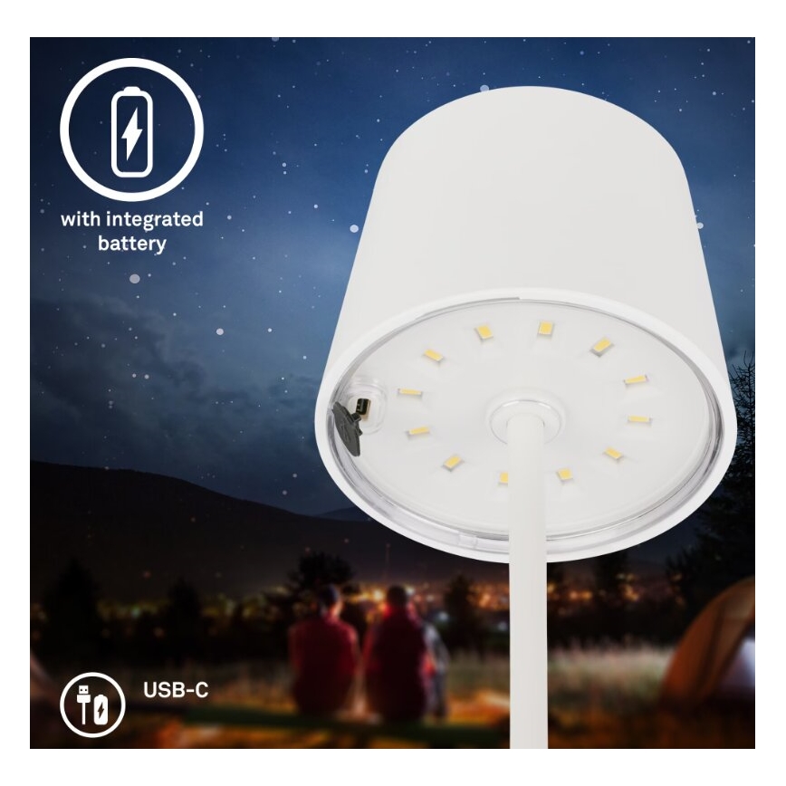 Briloner 7423016 - LED Himmennettävä ladattava ulko pöytävalaisin LED/2,6W/5V IP44 valkoinen