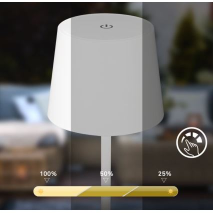Briloner 7423016 - LED Himmennettävä ladattava ulko pöytävalaisin LED/2,6W/5V IP44 valkoinen