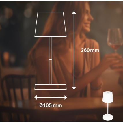 Briloner 7423016 - LED Himmennettävä ladattava ulko pöytävalaisin LED/2,6W/5V IP44 valkoinen