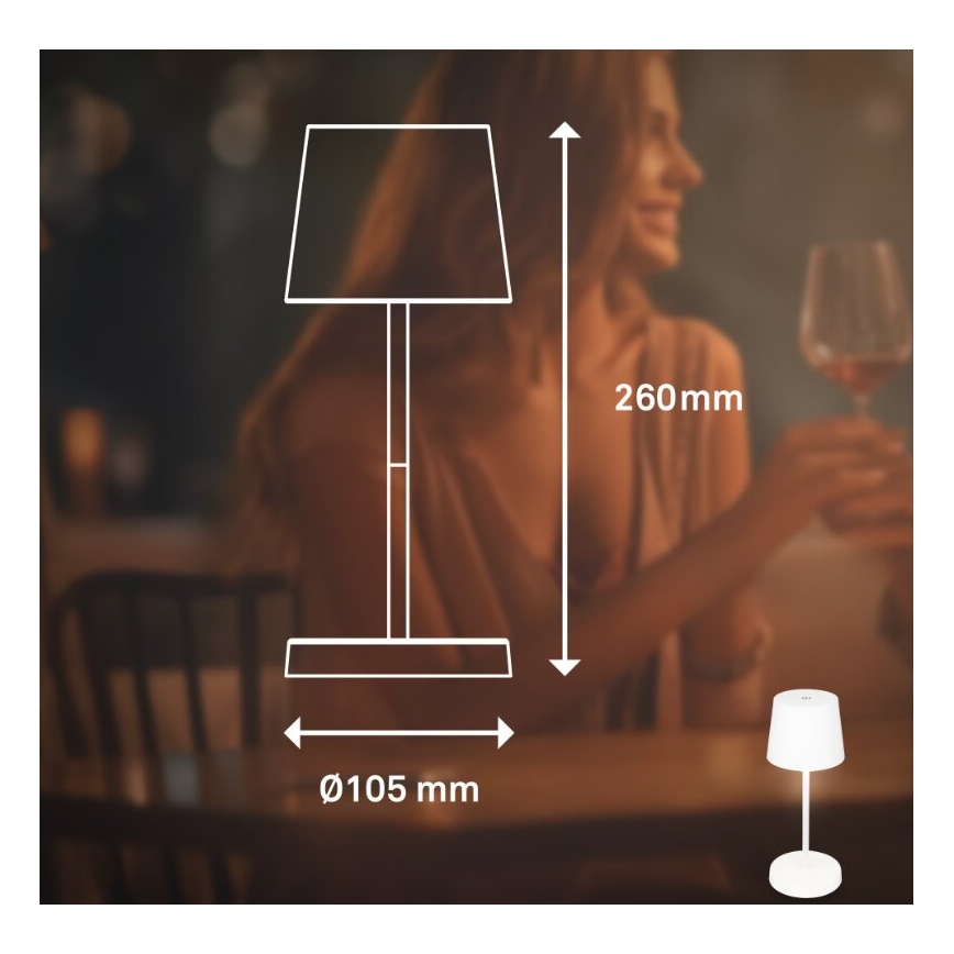 Briloner 7423016 - LED Himmennettävä ladattava ulko pöytävalaisin LED/2,6W/5V IP44 valkoinen