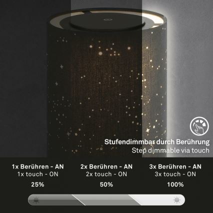 Briloner 7449-015 - LED Himmennettävä ulko kosketus lamppu STARRY SKY LED/3W/5V IP44 musta
