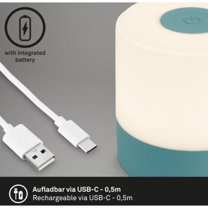 Briloner 7461010 - LED Himmennettävä ladattava ulko pöytävalaisin LED/2W/5V IP44 1200 mAh sininen