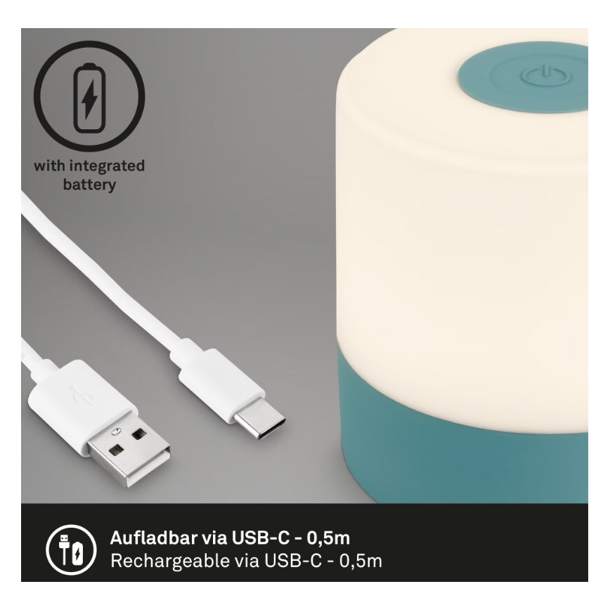 Briloner 7461010 - LED Himmennettävä ladattava ulko pöytävalaisin LED/2W/5V IP44 1200 mAh sininen