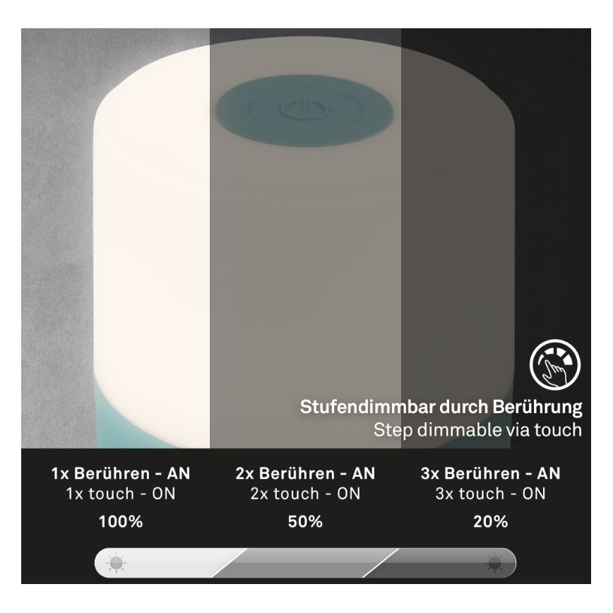 Briloner 7461010 - LED Himmennettävä ladattava ulko pöytävalaisin LED/2W/5V IP44 1200 mAh sininen
