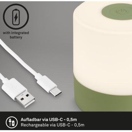 Briloner 7461019 - LED Himmennettävä ladattava ulko pöytävalaisin LED/2W/5V IP44 vihreä
