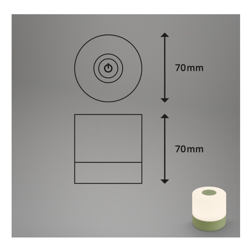 Briloner 7461019 - LED Himmennettävä ladattava ulko pöytävalaisin LED/2W/5V IP44 vihreä