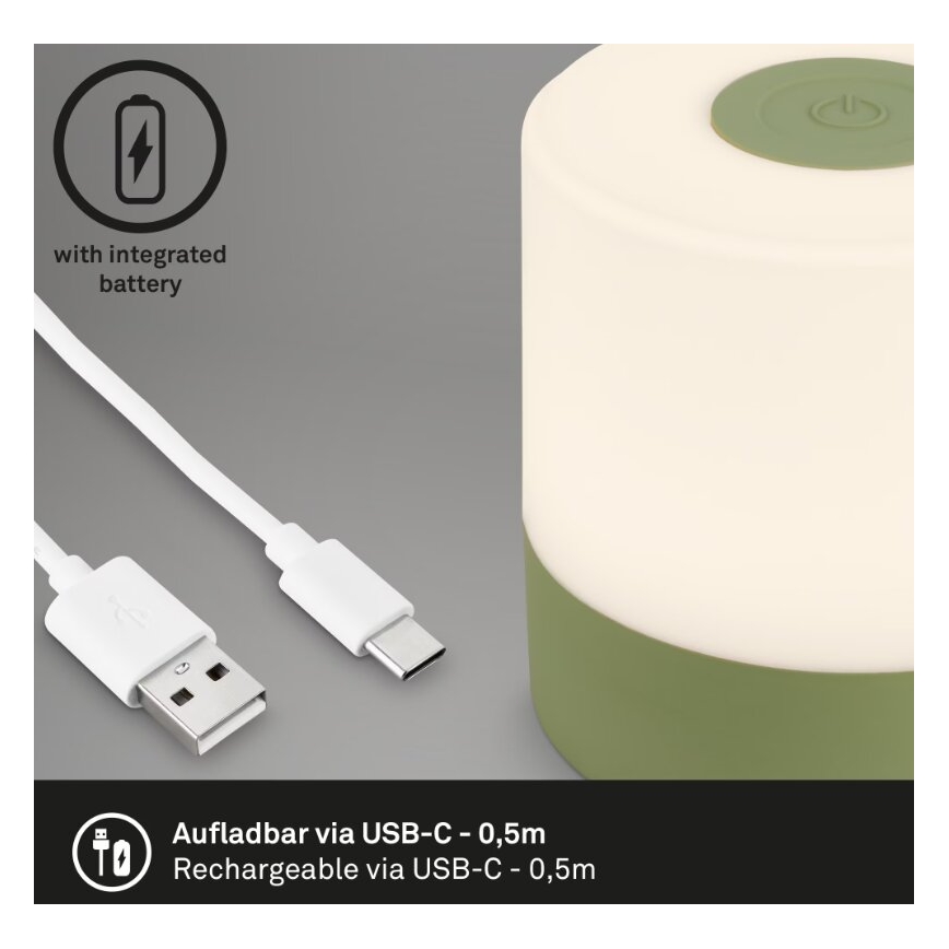 Briloner 7461019 - LED himmennettävä ladattava ulkokäyttöön tarkoitettu pöytävalaisin LED/2W/5V IP44 1200 mAh vihreä