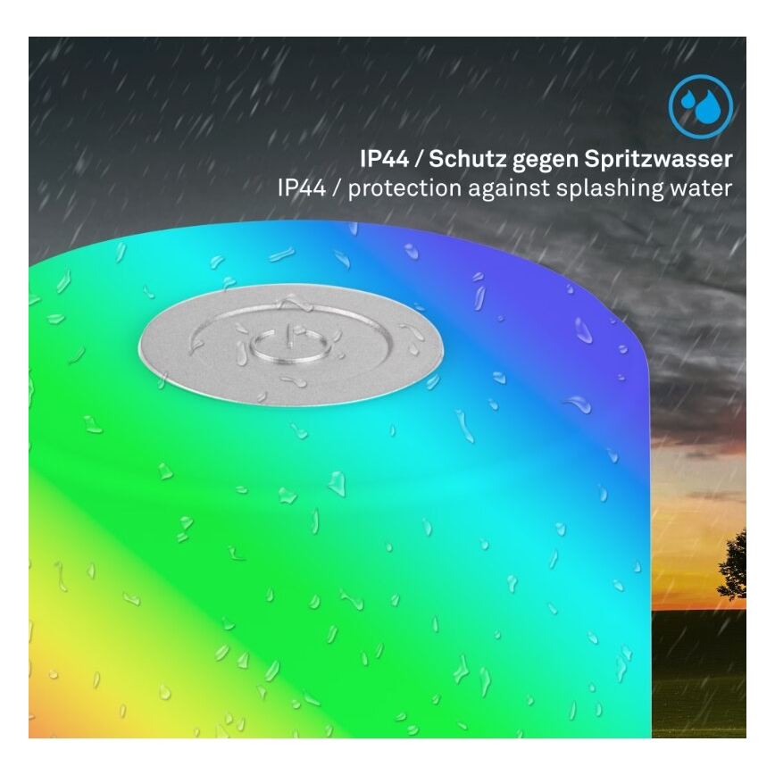 Briloner 7462014 - LED RGB Ladattava ulko pöytävalaisin LED/1,5W/5V IP44 mattakromi