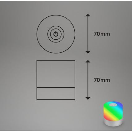 Briloner 7462014 - LED RGB Ladattava ulko pöytävalaisin LED/1,5W/5V IP44 mattakromi