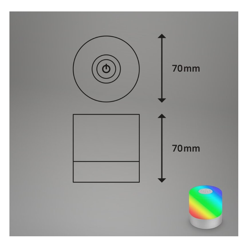 Briloner 7462014 - LED RGB Ladattava ulko pöytävalaisin LED/1,5W/5V IP44 mattakromi