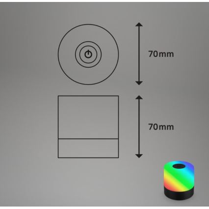Briloner 7462015 - LED RGB Ladattava ulko pöytävalaisin LED/1,5W/5V IP44 musta