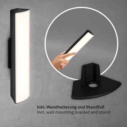 Briloner 7474-015 - LED Himmennettävä kosketus ladattava ulko pöytävalaisin 2in1 LED/7W/5V 2200 mAh USB 3000K IP44 musta