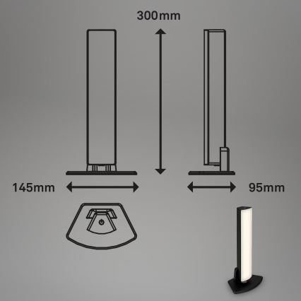 Briloner 7474-015 - LED Himmennettävä kosketus ladattava ulko pöytävalaisin 2in1 LED/7W/5V 2200 mAh USB 3000K IP44 musta