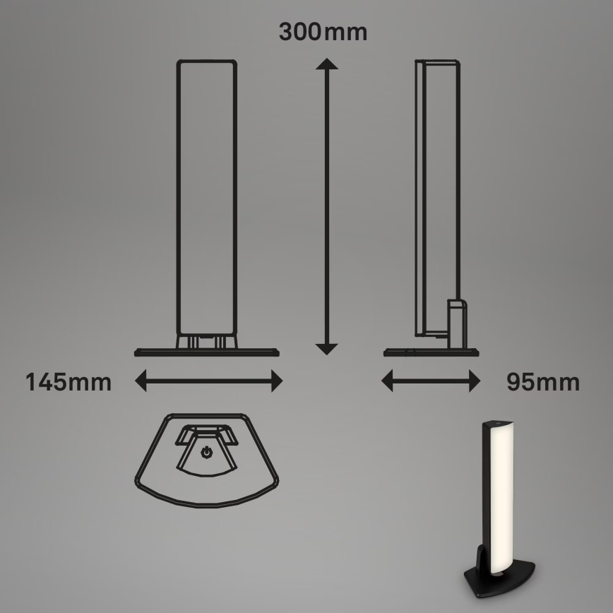 Briloner 7474-015 - LED Himmennettävä kosketus ladattava ulko pöytävalaisin 2in1 LED/7W/5V 2200 mAh USB 3000K IP44 musta