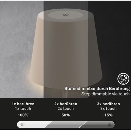 Briloner 7508011 - LED Himmennettävä ladattava ulko pöytävalaisin 2in1 LED/2,5W/5V IP44 beige