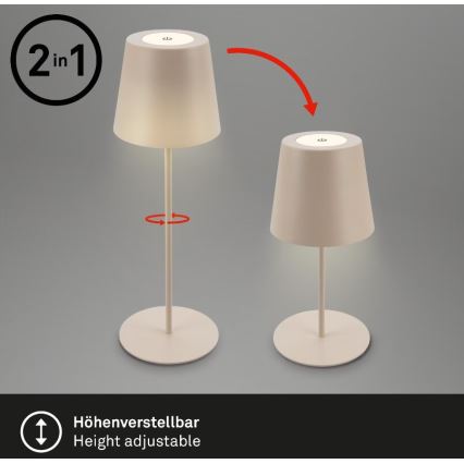 Briloner 7508011 - LED Himmennettävä ladattava ulko pöytävalaisin 2in1 LED/2,5W/5V IP44 beige