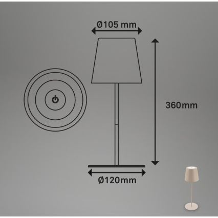 Briloner 7508011 - LED Himmennettävä ladattava ulko pöytävalaisin 2in1 LED/2,5W/5V IP44 beige