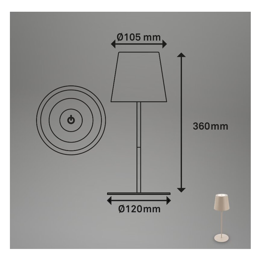 Briloner 7508011 - LED Himmennettävä ladattava ulko pöytävalaisin 2in1 LED/2,5W/5V IP44 beige
